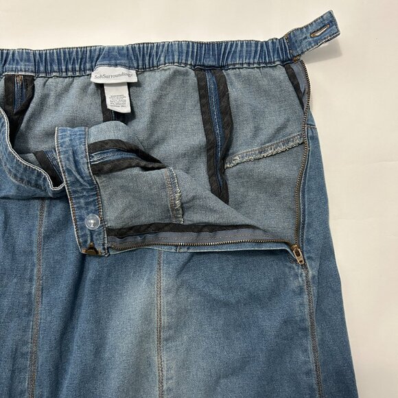 Soft Surroundings Denim Skirt Womens sz Medium Tall Blue Jean Maxi Western 43636 - Picture 3 of 14